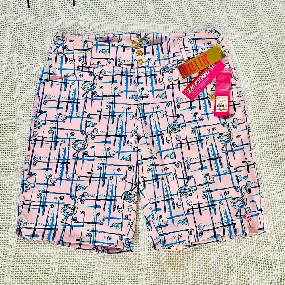 NWT Lilly Pulitzer UPF 50+ Fairway Luxletic Performance Bermuda Golf Shorts